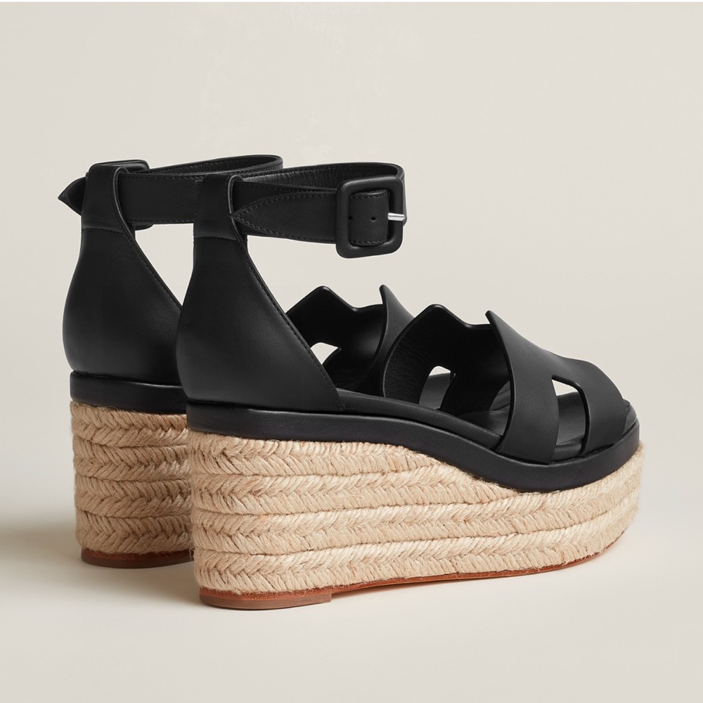 Hermes Black Platform Espadrilles size 6 - Picture 2 of 5